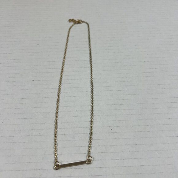 Gold Tone Cable Chain Bar Pendant Fashion Necklace - Picture 3 of 4